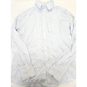 Porter & Ash Shirt Mens Medium Blue Structured Luxe Linen Button‎ Down EUC